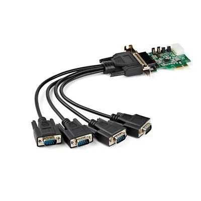 StarTech PEX4S953LP 4 Port RS232 DB9 Serial Adapter PCIe x1 LowPro Card Cable - Image 1 of 4