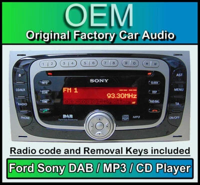 Ford Transit Radio DAB Ford Sony Lettore CD Stereo con Codice E Rimozione Chiavi - Immagine 1 di 4