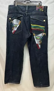 Vintage Distressed COOGI Jeans Herren 42x34 bestickt Regenbogen High Tops Denim Y2K - Bild 1 von 12