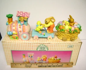 Vintage 1996 Cottontale Collection Easter 3pc Easter Train Figurine Resin w/ Box - Picture 1 of 8