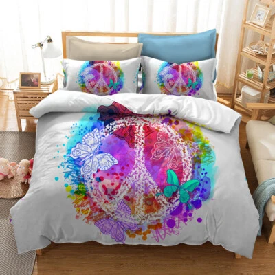3D Peace Car Floral Butterfly Art Quilt Cover Set Bedding Sets Pillowcases 64 — 第 1/4 张图片