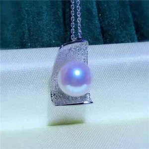Precioso collar colgante de perlas blancas redondas mar sur AAAAA 9-10mm 18" 925s - Imagen 1 de 3