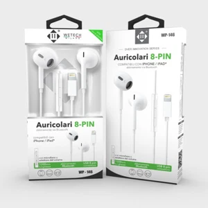 Cuffie WeTech Auricolare Microfono Stereo Earphones Lightning IPHONE WP-146 - Foto 1 di 1
