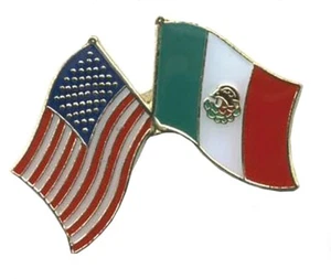 Crossed American & Mexican Flags Bike Motorcycle Hat Cap Lapel Pin HP4881 - Picture 1 of 2
