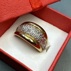 VTG ROSS SIMONS Gold Over 925 Sterling With 2 Diamond Accents RING SIZE 7 - Picture 1 of 12