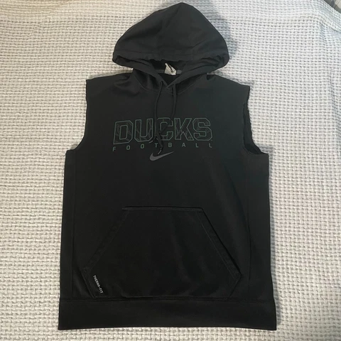 Oregon Ducks Hoodie Mens M Black Nike Logo Football Cut Off Sleeveless Hoodie Cover