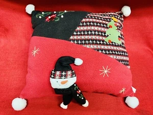 Decorative Holiday Snowman Tree Soft Throw Pillow Christmas 16”square - Picture 1 of 5