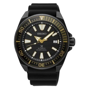 SEIKO ProspeX SRPB55K1 Samurai Automatic Watch Diver's Gold Bezel Rubber Black - Picture 1 of 1