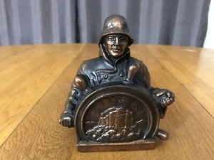 VTG PILOT LIFE INSURANCE BRONZE BRASS SHIP WHEEL CAPTAIN SAILOR COIN BANK DECOR - Picture 1 of 11