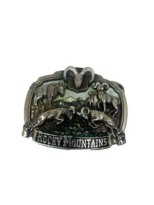 Hebilla de cinturón de latón de las Montañas Rocosas 1984 H1270 EE. UU. de colección Mountain Goat Foto 1 de 4