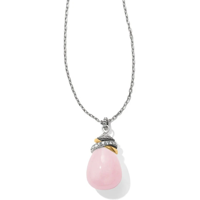 Brighton NEPTUNE'S RINGS ROSE PINK QUARTZ Silver Gold Long Necklace
