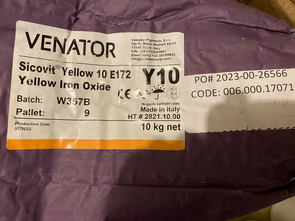 Venator Pigments Sicovit Yellow 10 Y10 E172 Yellow Iron Oxide 10KG NEW - Image 1 of 1