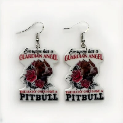 Pitbull Dog Face Earrings Pet Head Red Nose Cute Bully Breed Women Puppy Jewelry - Imagem 1 de 3