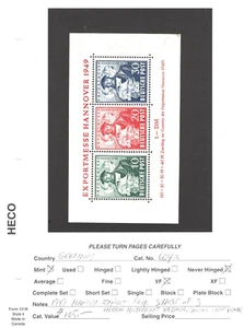 Germany 1949 MNH sheet of 3 stamps. Hanover Export Fair, VF, HCV - Picture 1 of 1