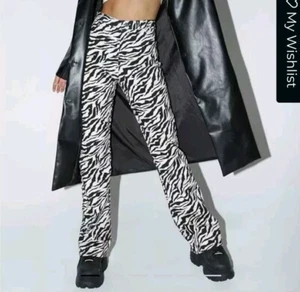 Motel Zebra Pants Jeans Medium / 8 Trouser 90’s Music Retro Rocker - Picture 1 of 12