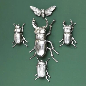 Steampunk Silver Stag Lady Beetle Wall Bee Art Hanging Insect Bug Ornament Décor - Picture 1 of 13