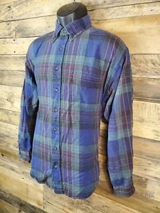 Van Heusen Button Down Shirt Men Large Blue Green Purple Chest 48" Length 28.5" - Picture 1 of 7