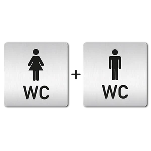 Targa in alluminio "Set uomo e donna" 125 x 125 mm • Targa porta WC targa WC bagno - Foto 1 di 5