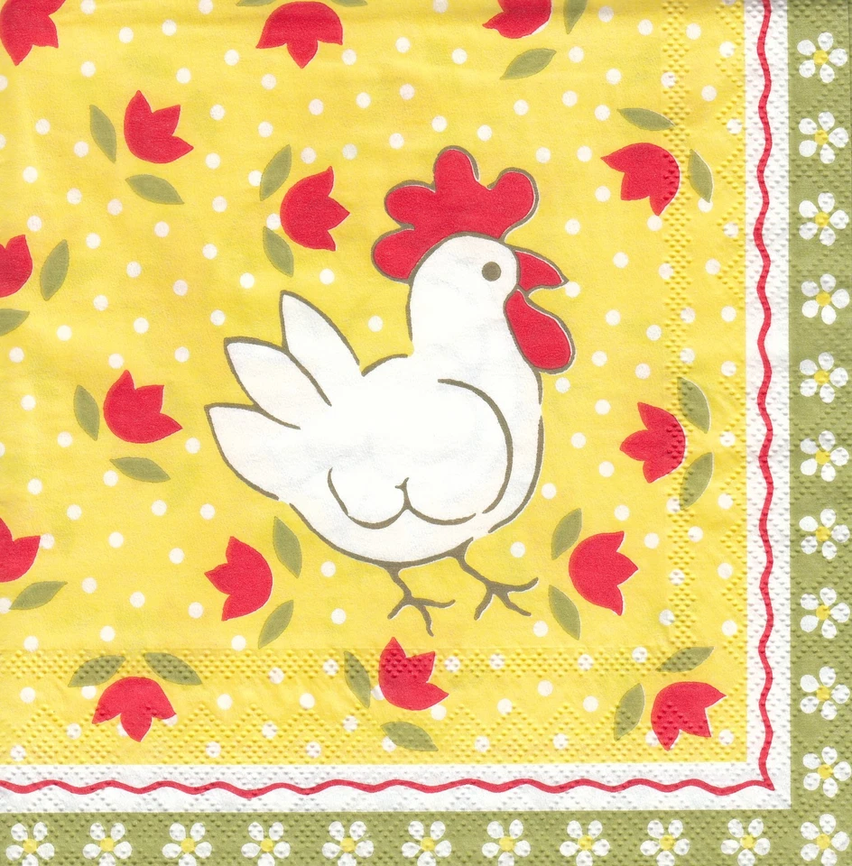 4 Tovaglioli di Carta Lunch Tovaglioli (G4-17) Pollo Bianco - Giallo - Immagine 1 di 1