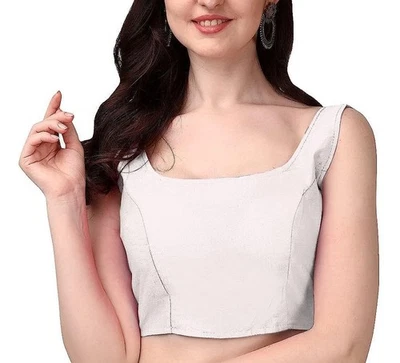 Women's Sari Blouse Round Neck Lehenga Choli Blouse Crop top Tunic Ready to Wear - Image 1 of 3