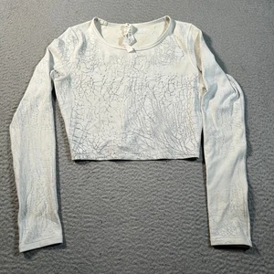 Top corto Lululemon Wunder Train para mujer 4 mangas largas hilo tinte blanco negro - Imagen 1 de 8