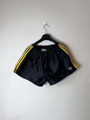 VTG 80s Rare Adidas  Black Yellow Nylon Sprinter Shorts Size 46 / 7 - Image 1 of 4