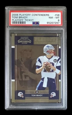 2008 contenders #58 tom brady; silver /99 playoff ticket PSA 8  (POP 4, 5^) - Image 1 of 4