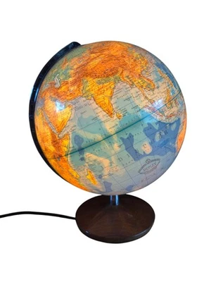 Columbus Mappamondo Duplex Politica E Physisch Illuminato Paolo Ostergaard Raro - Immagine 1 di 4