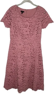 Abito donna Talbots blush rosa uncinetto pizzo floreale manica corta linea A 2 - Foto 1 di 6