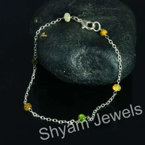 Ethiopian Opal Beaded Bracelet 925 Sterling Silver Gemstone Women Jewelry - Picture 1 of 3