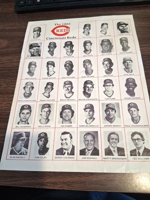 VINTAGE 1983 SCOREBOOK/PROGRAM TEAM ISSUED PHOTO CINCINNATI REDS, BENCH/SOTO - Image 1 of 4