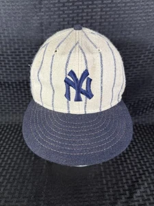 Vintage New York Yankees Nadelstreifen Baseballmütze Größe 7 3/8 MLB hergestellt in den USA - Bild 1 von 15