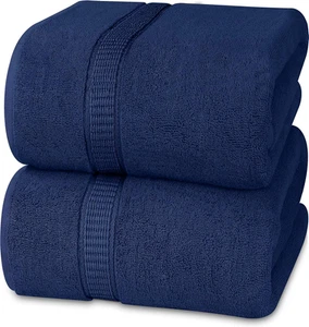 Utopia Towels Luxurious Jumbo Bath Sheet 2 Piece, 2 Piece Sheet, Navy - Picture 1 of 9