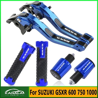 For SUZUKI GSXR 600 750 1000 3D Brake Clutch Levers + Handle Grips Cap Set New Foto 1 de 4