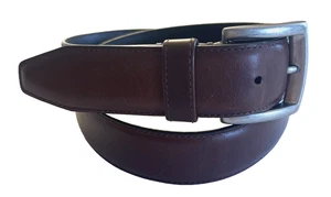 Johnston & Murphy Herren Gürtel Kleid Braun Leder Silber Eckige Schnalle Größe 36 - Bild 1 von 12
