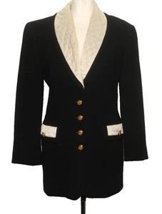 CHAQUETA BLAZER NEGRA DE LANA Y SEDA ESCADA VINTAGE UK 8 36 EU - Imagen 1 de 19