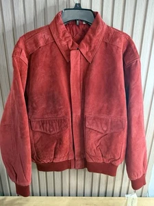 Vintage Copper Key rote Wildleder Leder Bomber Jacke Retro 80er Größe L Neu mit Etikett - Bild 1 von 9