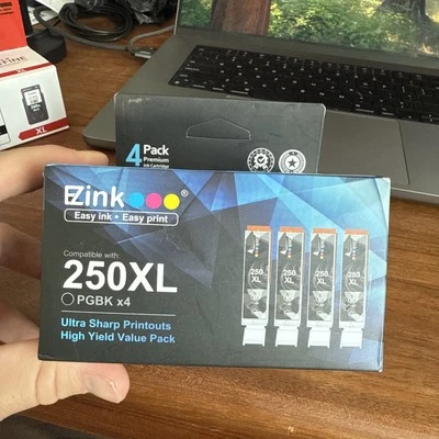 (4 Pack) EZink PGBK 250XL - Compatible Ink Cartridges for Canon Pixma - Black - Image 1 of 4