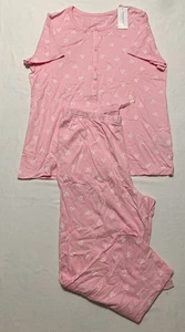 CHARTER CLUB Pajama set long pants short sleeve DITSY FLORAL M - Picture 1 of 3