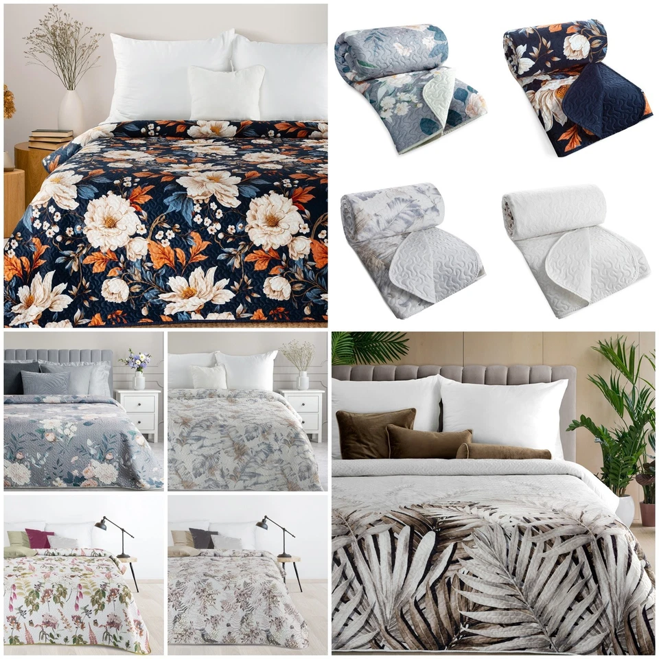 Tagesdecke Bettüberwurf Blumenmuster Steppdecke Überwurf Gesteppte Decke - Bild 1 von 1