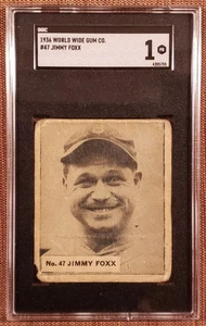 Tarjeta de béisbol 1936 World Wide Gum #47 Jimmie Foxx Athletics Medias Rojas SGC 1 HOF - Imagen 1 de 3