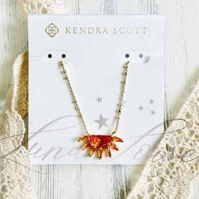Collar Colgante KENDRA SCOTT Samantha Sol Oro Vidrio Naranja Nuevo con Etiquetas Foto 1 de 4