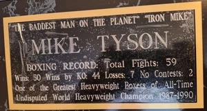 Mike Tyson Engraved Name Plate Black On Gold  4" X 8" R3 Font - Picture 1 of 2