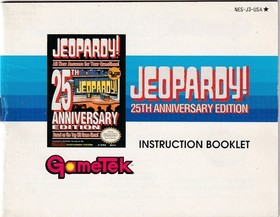 Nintendo NES Instruction Manual Jeopardy 25th Anniversary Edition