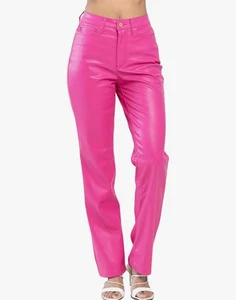 JUDY BLUE Tummy Control Kunstlederhose Hot Pink Größe 18W Straight Neu mit Etikett Neu - Bild 1 von 12