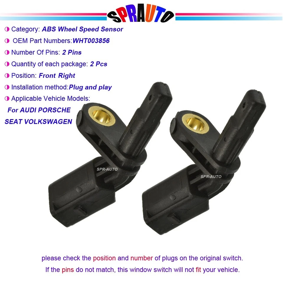 Sensor de velocidad de rueda ABS delantero derecho para Audi A3 06-17 Q3 15-18 S3 2015-2017 Foto 1 de 4