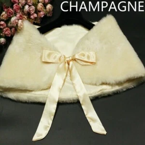 Lady Shrug Bolero Cape Wrap Shawl Stole Faux Fur Fluffy Furry Bridal Wedding Top - Picture 1 of 20