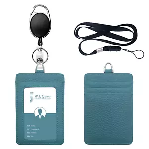 Porta insignia de identificación de trabajo de cuero para hombres y mujeres con cordones de clip (1 pieza) - Imagen 1 de 8