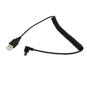 USB 2.0 A Male to Mini USB 5 Pin Right Angled 90 Degree Spiral Coiled Cable 5ft