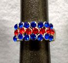 Ole Miss Rebels Royal/Red  Game Day Team Color Crystal Stretch Ring